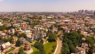 Skyline view of Somerville and Boston