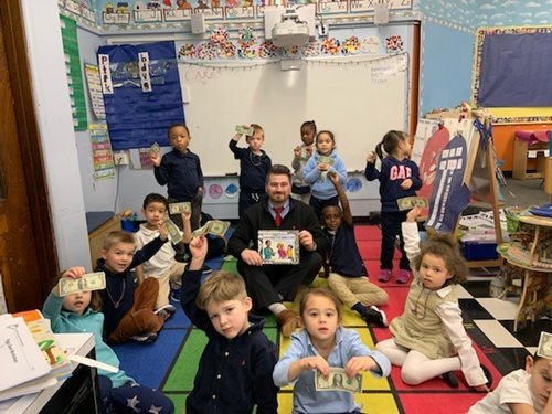 Jim Tierney with students