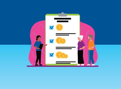 Illustration of checklist with coins